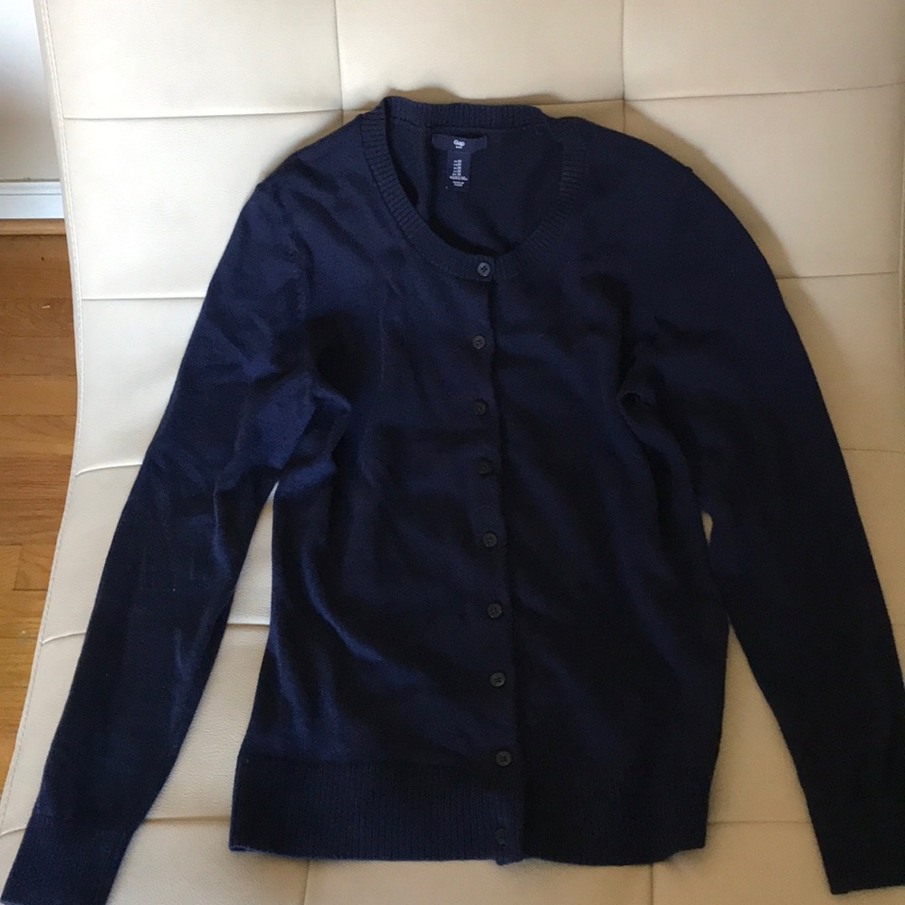Women’s crew button down medium navy sweater mint